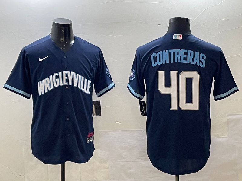 Men Chicago Cubs #40 Contreras Blue City Edition 2025 Nike MLB Jersey style 1